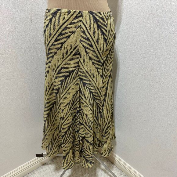 Lauren Ralph Lauren Silk Linen Skirt Zebra Print Flair Ruffle Slit Size Medium - Picture 2 of 8